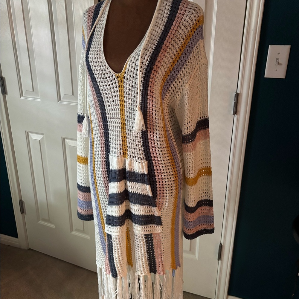 Striped Crochet Long Swimsuit Cover